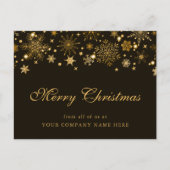 金ゴールドスノーフレーク会社クリスマスグリーティング ポストカード (正面)