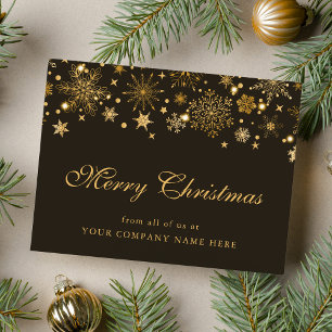 金ゴールドスノーフレーク会社クリスマスグリーティング ポストカード