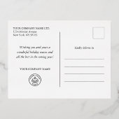 金ゴールドスノーフレーク会社クリスマスグリーティング 箔シーズンポストカード (裏面)