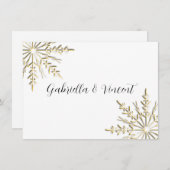 金ゴールドスノーフレーク冬のウェディングフラット文房具注記 ノートカード (正面/裏面)