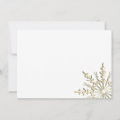 金ゴールドスノーフレーク冬のウェディングフラット文房具注記 ノートカード (裏面)