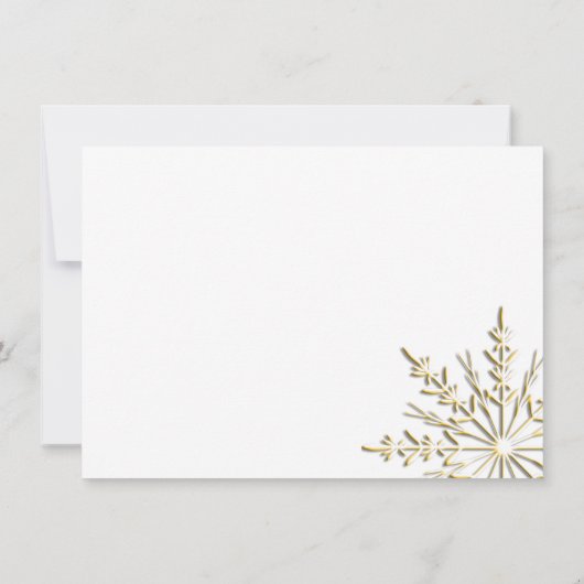 金ゴールドスノーフレーク冬のウェディングフラット文房具注記 ノートカード (裏面)