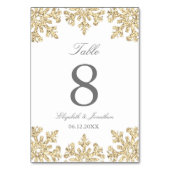 金ゴールドスノーフレーク冬の結婚式 テーブルナンバー (裏面)