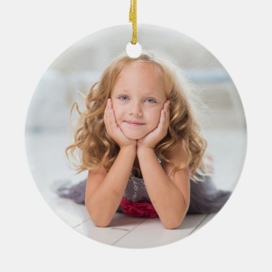 金ゴールドスノーフレーク名前をカスタムする&フォトクリスマス セラミックオーナメント (裏面)