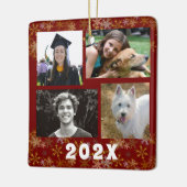 金ゴールドスノーフレーク家族フォトコラージュ日付 セラミックオーナメント (左)