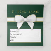 金ゴールドスノーフレーク弓グリーンクリスマスツリーのギフトカード プレイスカード (内部開封)