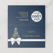 金ゴールドスノーフレーク弓ブルークリスマスツリーのギフトカード プレイスカード (外部開封)