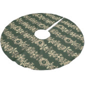 金ゴールドスノーフレーク柄グリーンクリスマスツリースカート ブラッシュドポリエステルツリースカート (アングル)