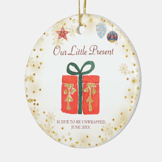 金ゴールドスノーフレーク私たちの小さな現在のオーナメント セラミックオーナメント (左)