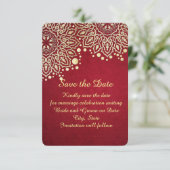 金ゴールドスノーフレーク赤いクリスマス日付を保存 セーブザデート (スタンド正面)