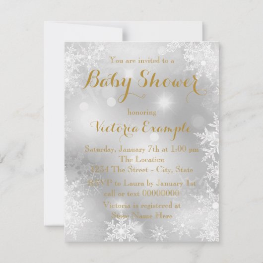 金ゴールドスノーフレーク赤ちゃん 出欠カード (裏面)