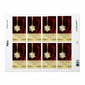 金ゴールドスノーフレーク赤シルクダイヤモンドワインラベル ラベル (フルシート)