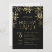 金ゴールドスノーフレーク金ゴールドプレイド&ブラックホリデーグラム 招待状 (正面)