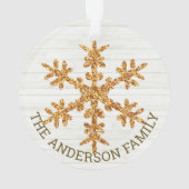 金ゴールドスノーフレーク2面クリスマスフォト オーナメント (裏面)