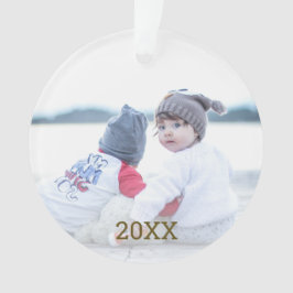 金ゴールドスノーフレーク2面クリスマスフォト オーナメント