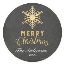 金ゴールドスノーフレーク・クリスマスステッカー