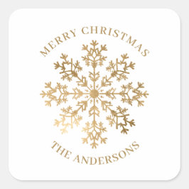 金ゴールドスノーフレーク・クリスマス スクエアシール