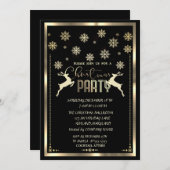 金ゴールドスノーフレーク、ディアブラックカンパニークリスマスパーティー 招待状 (正面/裏面)