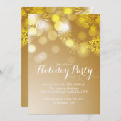 金ゴールドスノーフレーク《写真》ぼけ味ホリデーパーティー招待状 招待状 (正面/裏面)