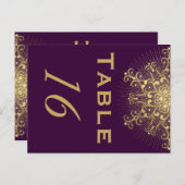 金ゴールドスノーフレーク、紫色の冬の結婚式のテーブル番号 ポストカード (正面/裏面)