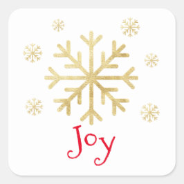 金ゴールドスノーフレーク「JOY」ホリデークリスマス スクエアシール