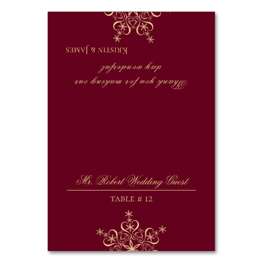 金ゴールドスノーフレークDIY テーブルナンバー (正面)