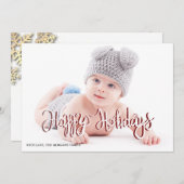 金ゴールドスノーフレークHappy Holidays写真 (正面/裏面)