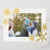 金ゴールドスノーフレークMerry Christmas One写真 箔シーズンポストカード (正面)