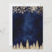 金ゴールドスノー松ネイビーブルーシック企業のクリスマス 招待状 (裏面)