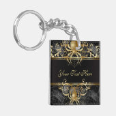 金ゴールドスパイダズオンブラック キーホルダー (正面左)