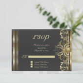 金ゴールドスパイダーオンブラックRSVP招待状 出欠カード (スタンド正面)