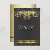 金ゴールドスパイダーオンブラックRSVP招待状 出欠カード (正面/裏面)