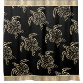 金ゴールドスパイラルトライバルカメ シャワーカーテン (正面)