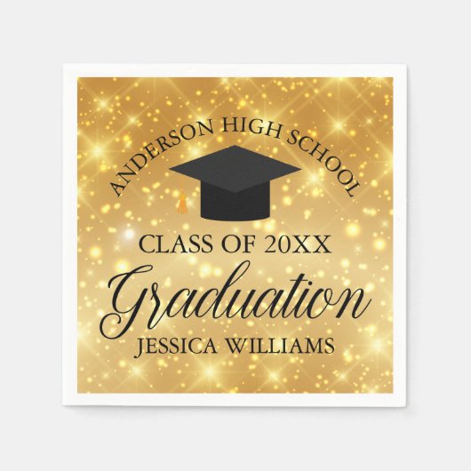 金ゴールドスパカスタムークル卒業パーティー スタンダードカクテルナプキン (正面)