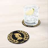 金ゴールドスパルタン戦士とローレルリース ラウンドペーパーコースター (インサイチュ)