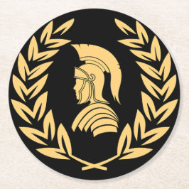 金ゴールドスパルタン戦士とローレルリース ラウンドペーパーコースター