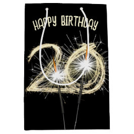 金ゴールドスパーカーズ20誕生日 ミディアムペーパーバッグ