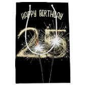 金ゴールドスパーカーズ25誕生日 ミディアムペーパーバッグ (正面)