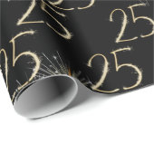 金ゴールドスパーカーズ25誕生日 ラッピングペーパー (ロールコーナー)