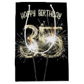 金ゴールドスパーカーズ35誕生日 ミディアムペーパーバッグ (正面)