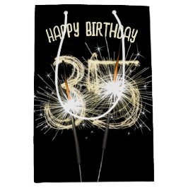 金ゴールドスパーカーズ35誕生日 ミディアムペーパーバッグ