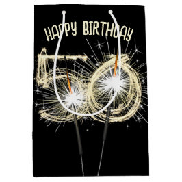 金ゴールドスパーカーズ50誕生日 ミディアムペーパーバッグ