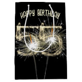 金ゴールドスパーカーズ55誕生日 ミディアムペーパーバッグ (正面)