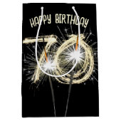 金ゴールドスパーカーズ70誕生日 ミディアムペーパーバッグ (正面)