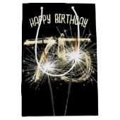 金ゴールドスパーカーズ75誕生日 ミディアムペーパーバッグ (正面)