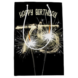 金ゴールドスパーカーズ75誕生日 ミディアムペーパーバッグ