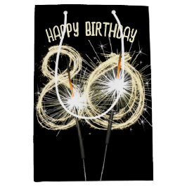 金ゴールドスパーカーズ80誕生日 ミディアムペーパーバッグ