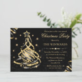 金ゴールドスパークエレガントリークリスマスツリーボーブル 招待状 (スタンド正面)