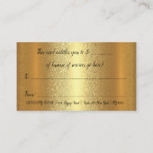 金ゴールドスパークギフト証明書メイクアップアーティストの点滅 予約カード (裏面)