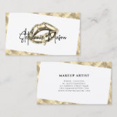 金ゴールドスパークグリッタードリップスリップメイクアップアーティスト 名刺 (正面/裏面)